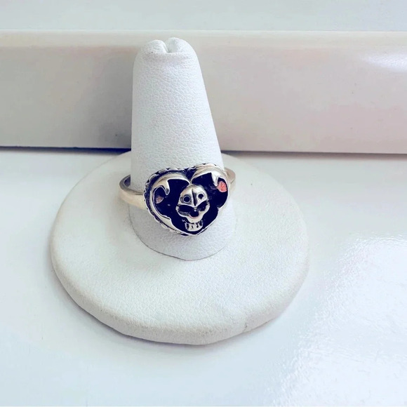 Sterling Silver Heart Skull Ring - Picture 2 of 5